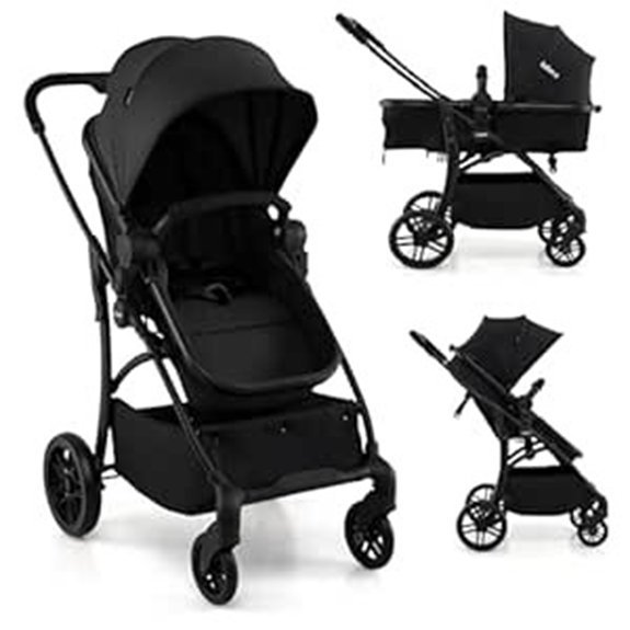 INFANS 2-in-1 Convertible Baby Stroller (Black)