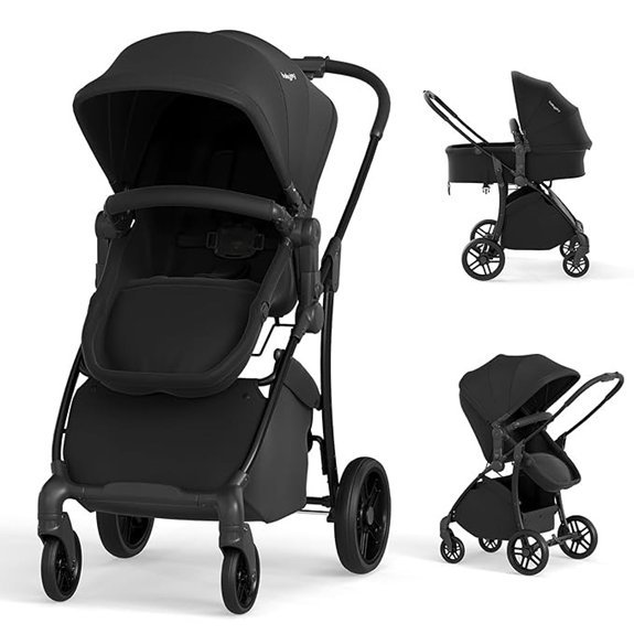 BABY JOY 2-in-1 Convertible Baby Stroller (Black)