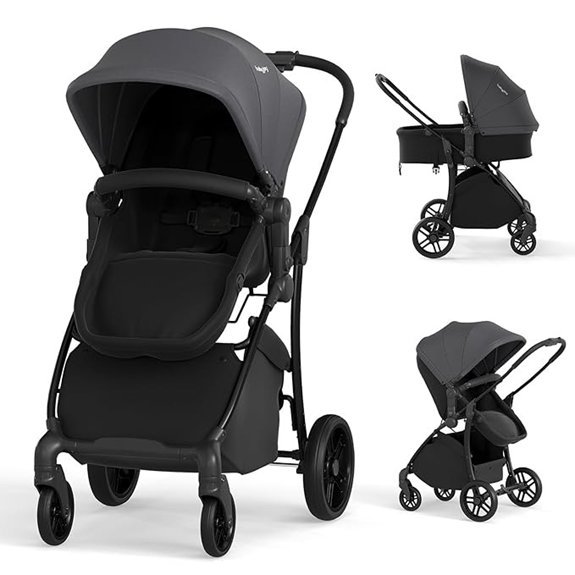 BABY JOY 2-in-1 Convertible Bassinet Stroller (Gray)