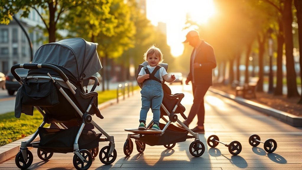 double strollers with standing boards