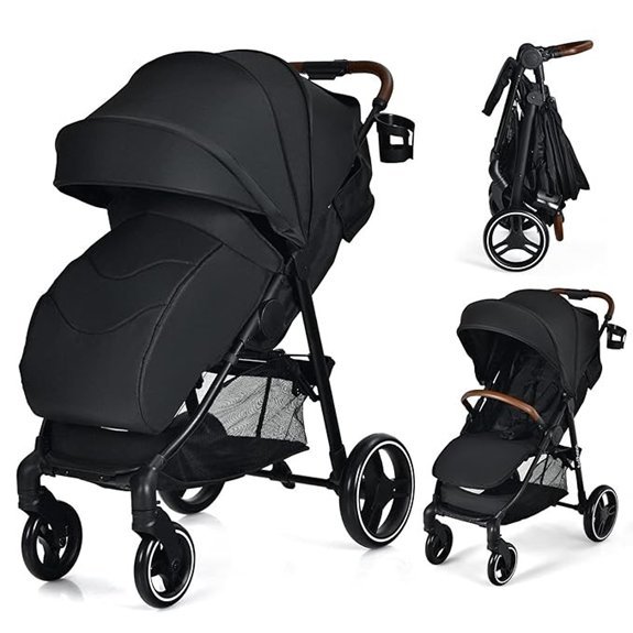 HONEY JOY Foldable High-Landscape Infant Stroller (Black)