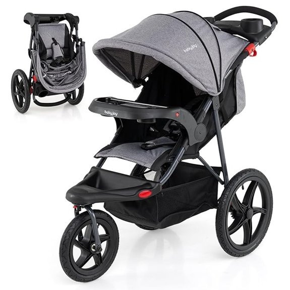 BABY JOY Foldable Jogging Stroller with Adjustable Canopy