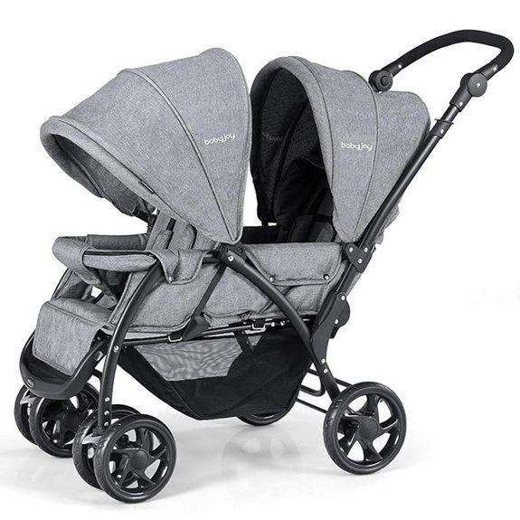 BABY JOY Foldable Lightweight Double Tandem Stroller (Gray)