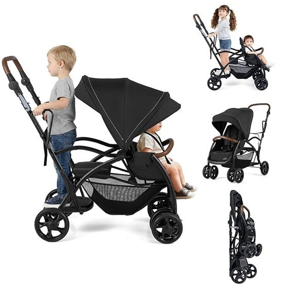 INFANS Double Stroller with Recline and Standing Board