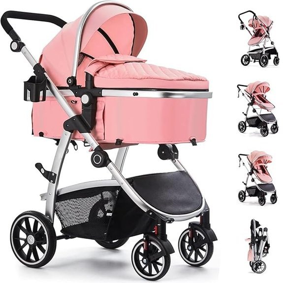 2-in-1 Reversible Baby Stroller with Bassinet Mode
