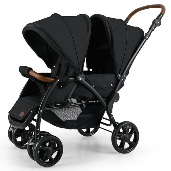 INFANS Double Foldable Tandem Stroller for Twins