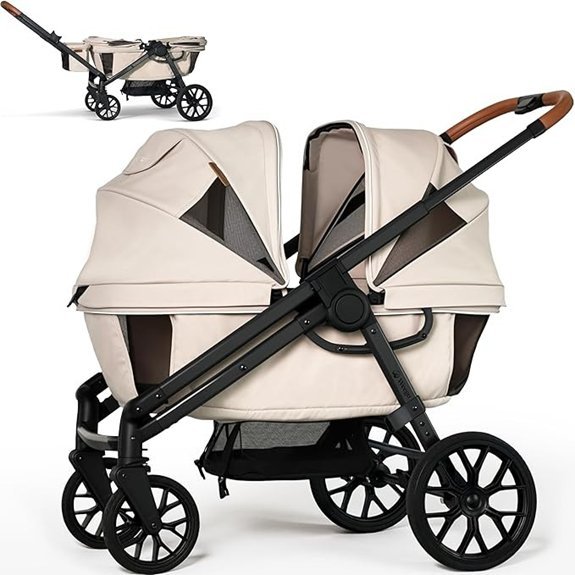 Wagon Stroller for 2 Kids with Canopy