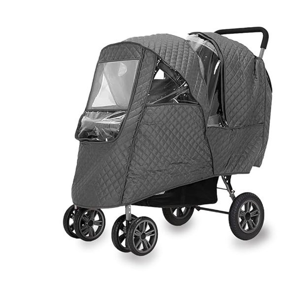 Universal Double Stroller Rain Cover (Grey)