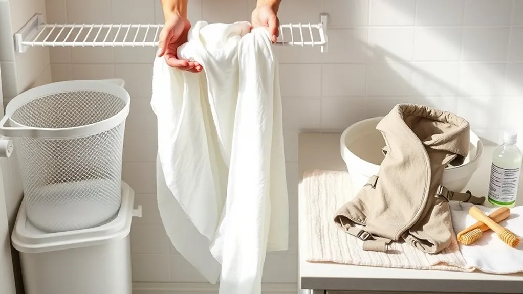 baby carrier wrap being washed gently and air dried safely