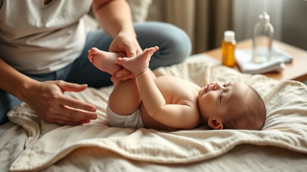 leg pressing relieves baby gas