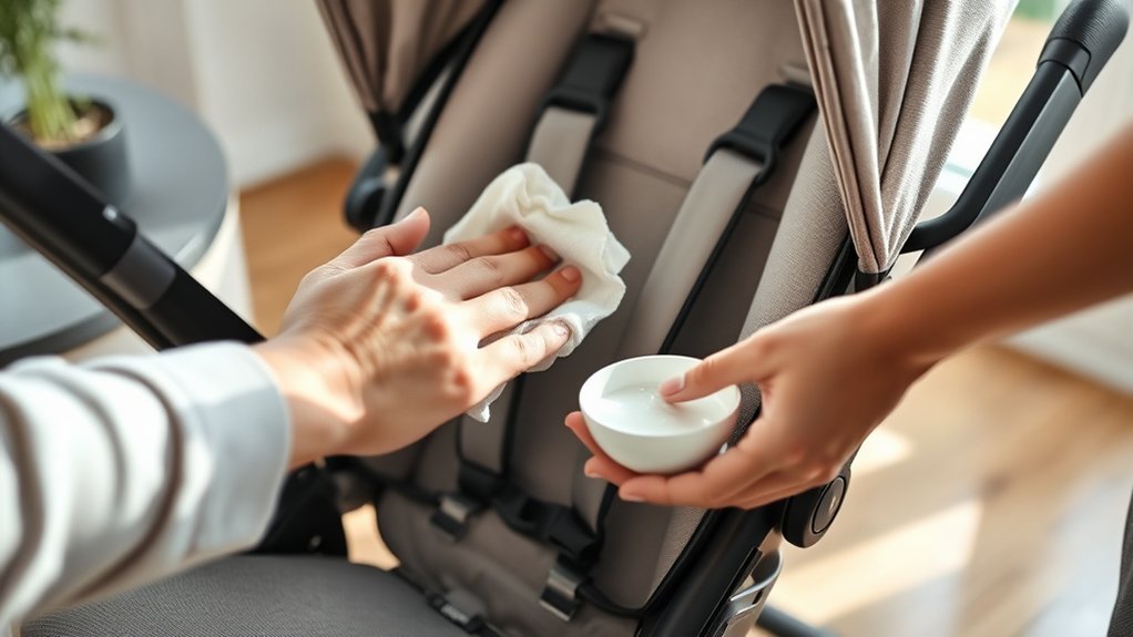 spot clean stroller fabric regularly