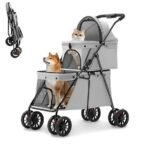 travel friendly double pet stroller